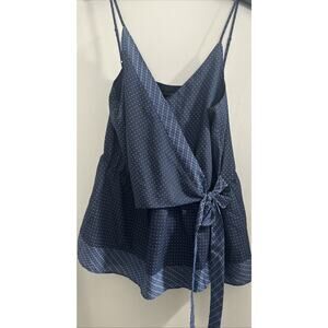 Banana Republic Tank Faux Wrap Blue White Side Tie Cami Spaghetti Straps Large